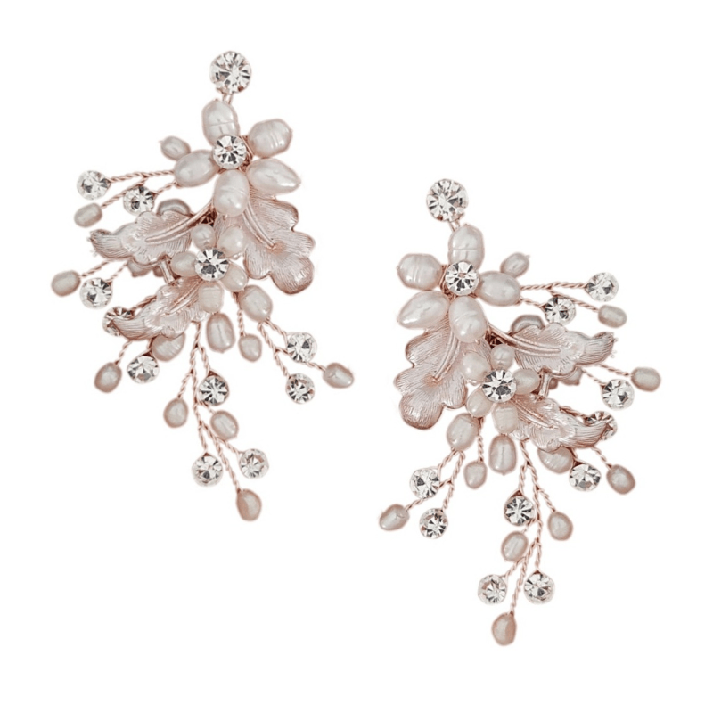 Korvakorut, ATHENA BRIDAL|Pearl Earrings -vaaleanpunaiset helmikukat