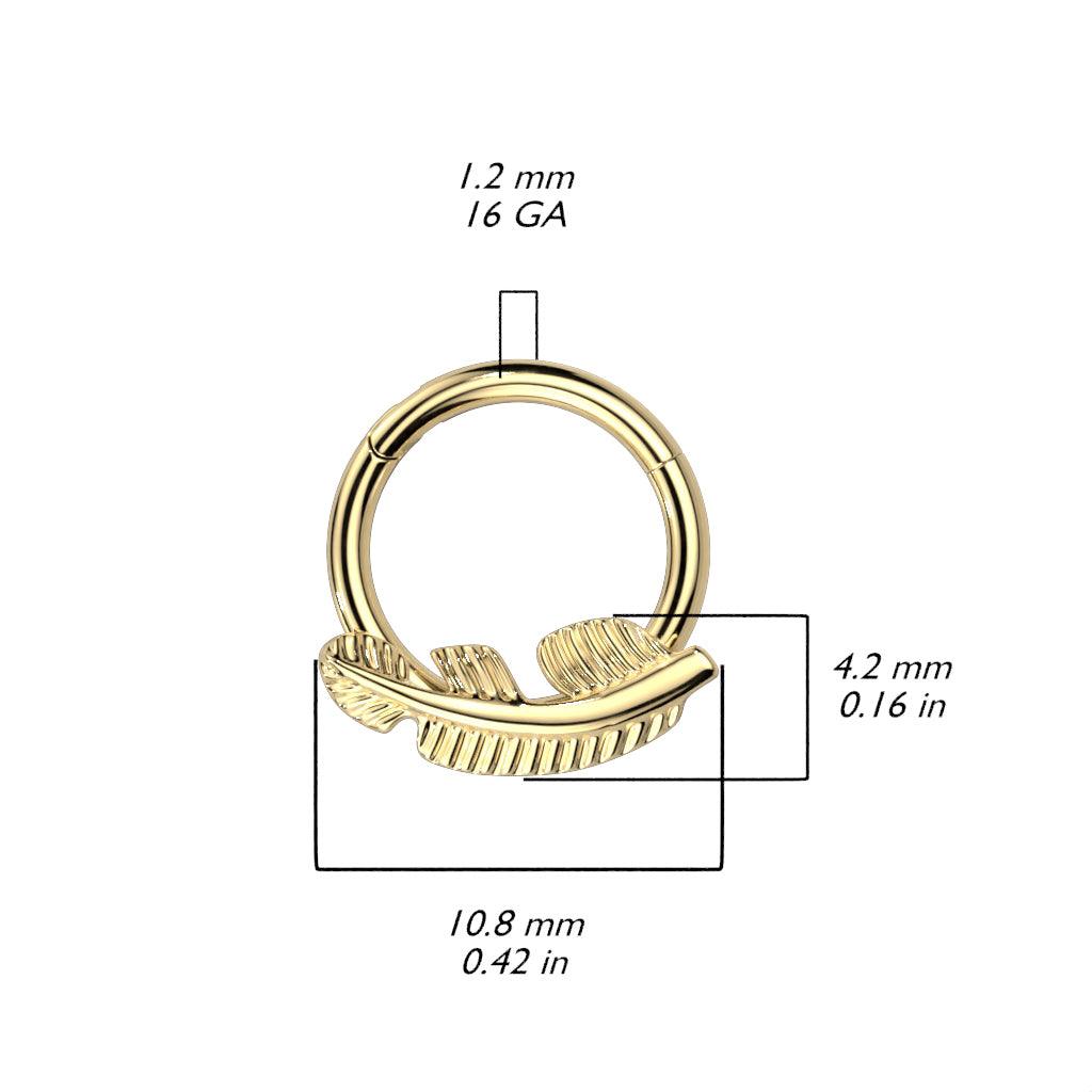 Lävistysrengas, Titanium Gold Hoop  -sulkakoristeinen clicker