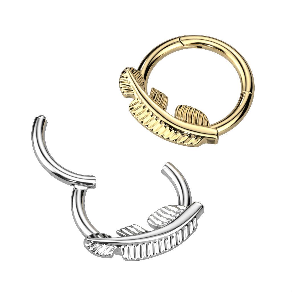 Lävistysrengas, Titanium Gold Hoop  -sulkakoristeinen clicker