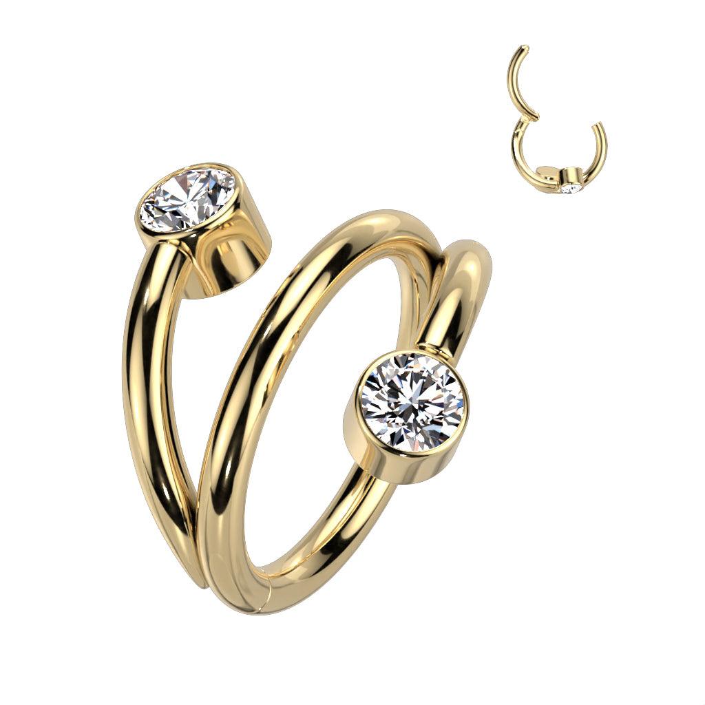 Lävistysrengas, Titanium Twist Gold CZ -kivellinen titaaniclicker