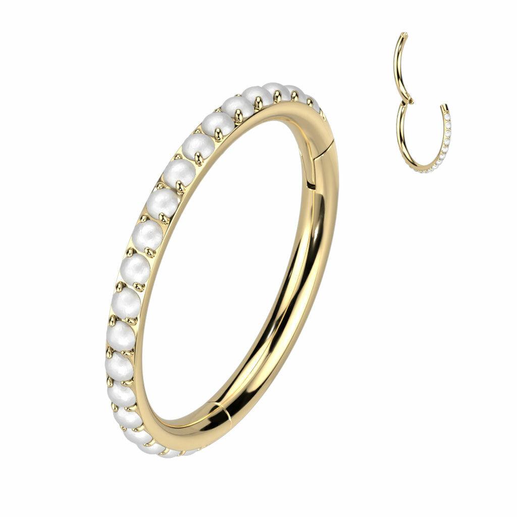 Lävistysrengas, Titanium Pearl Hoop in Gold -titaaninen helmiclicker