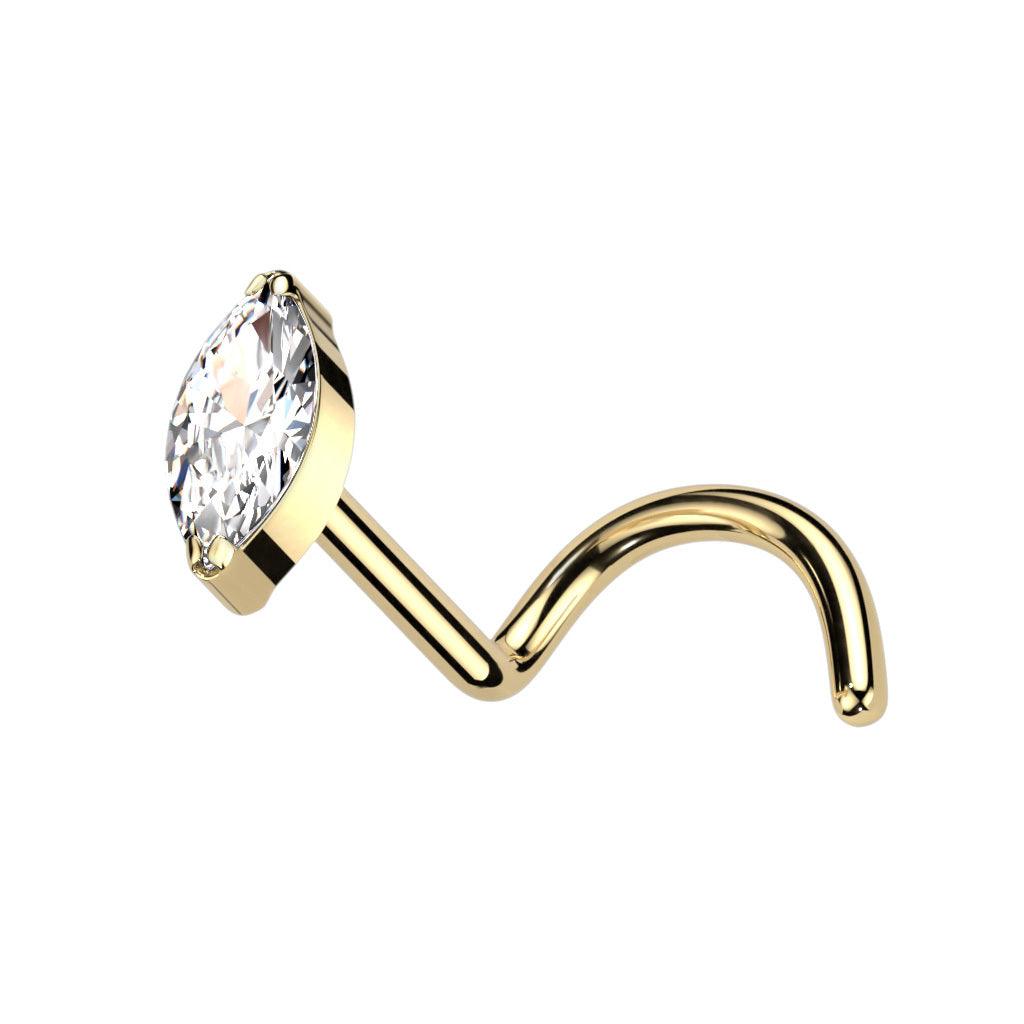 Nenänappi, Titanium Marquise Nose Stud -titaaninen nenänappi (kulta)