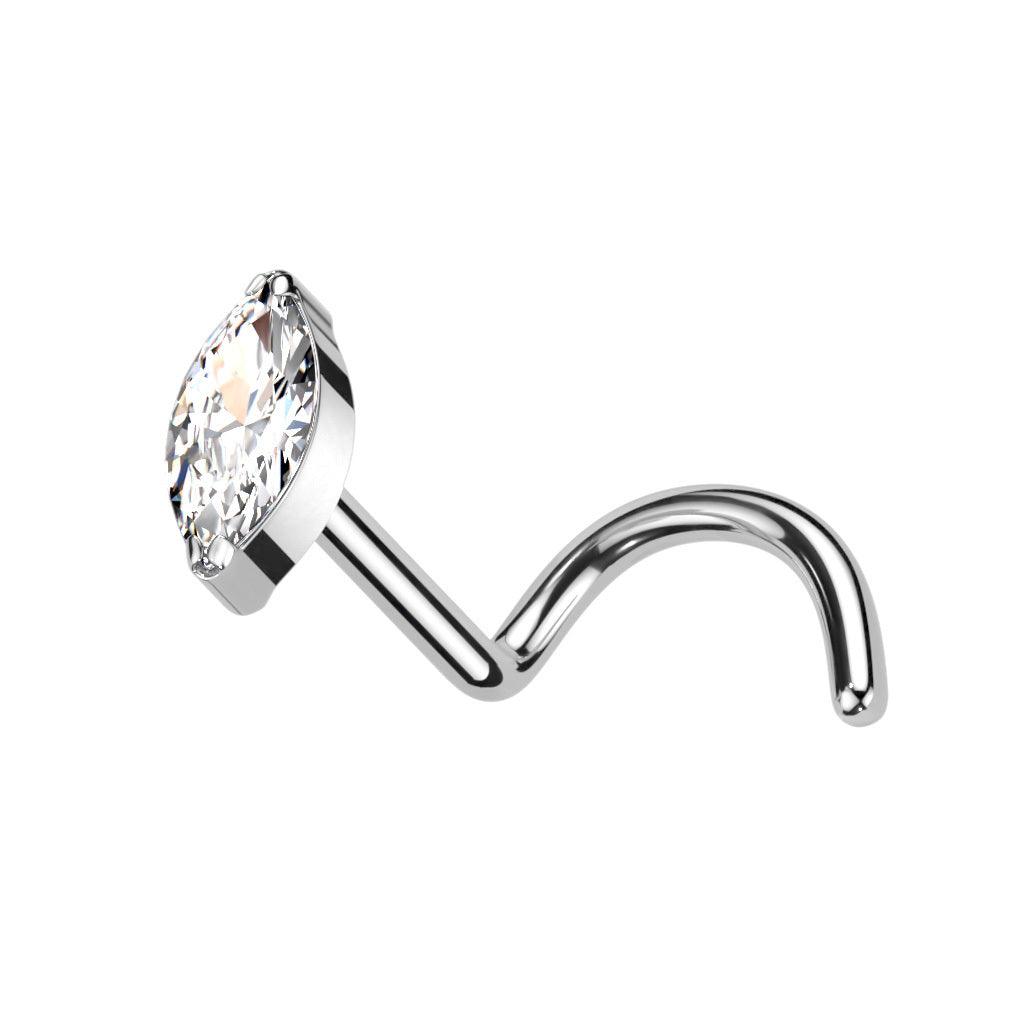 Nenänappi, Titanium Marquise Nose Stud -titaaninen nenänappi (hopea)