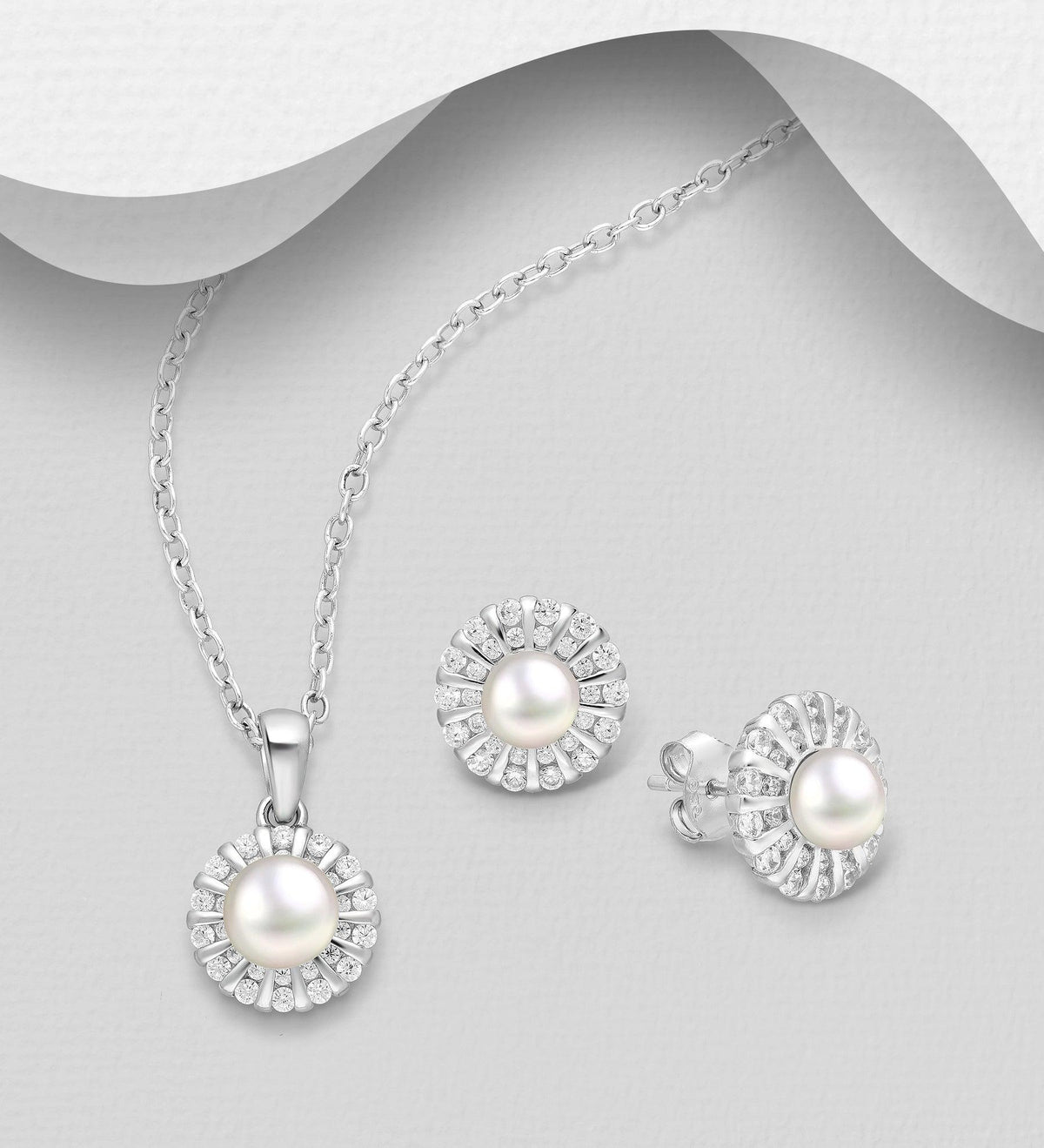 PREMIUM COLLECTION|Annalise silver freshwater pearl jewelry set