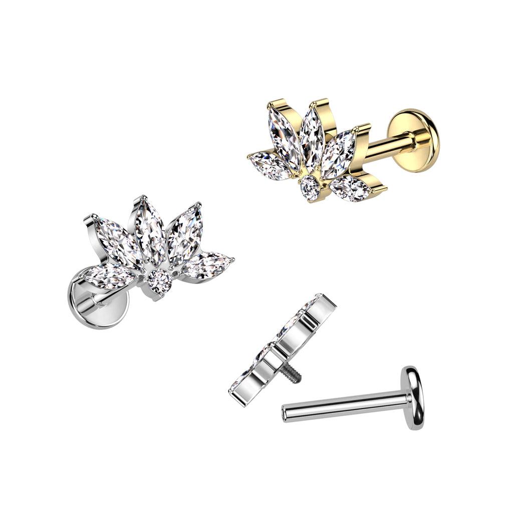 Titaani rustokoru/traguskoru, Marquise Lily -kimaltava labret (kulta)