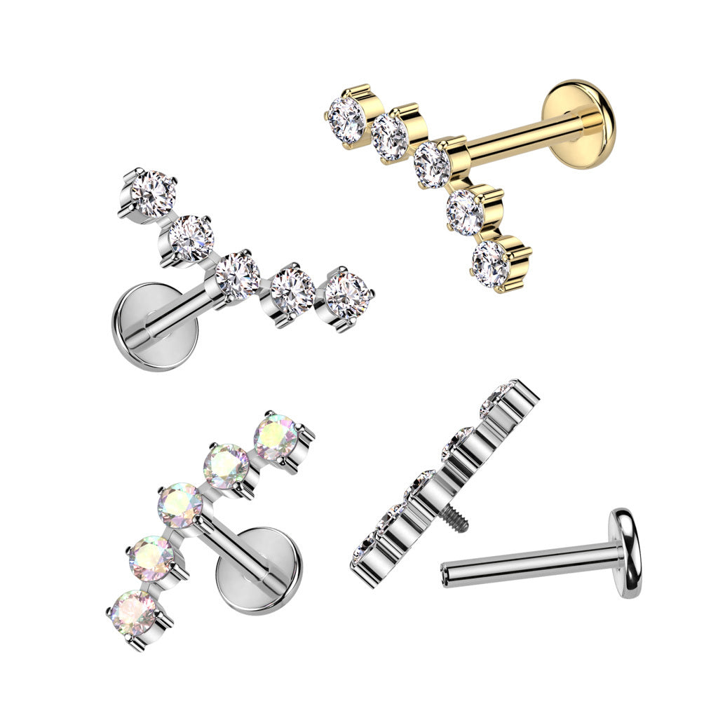 Titaani rustokoru/traguskoru, Curved CZ -kaareva labret (hopea)