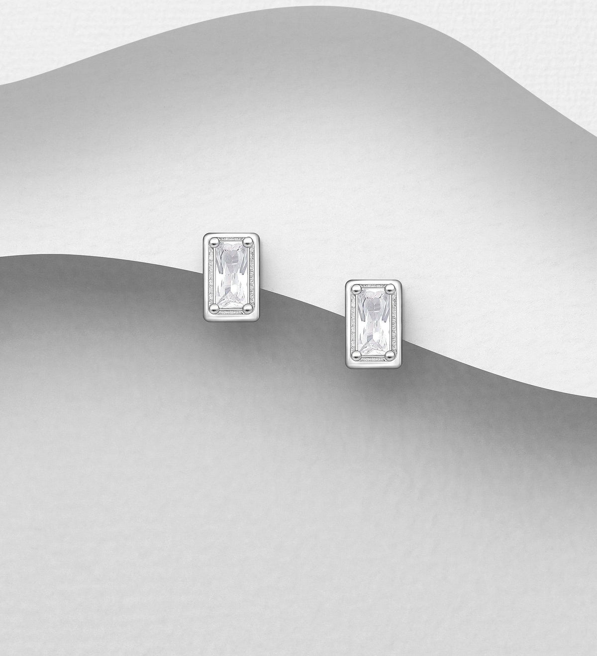 PREMIUM COLLECTION|Wilma silver bright stud earrings