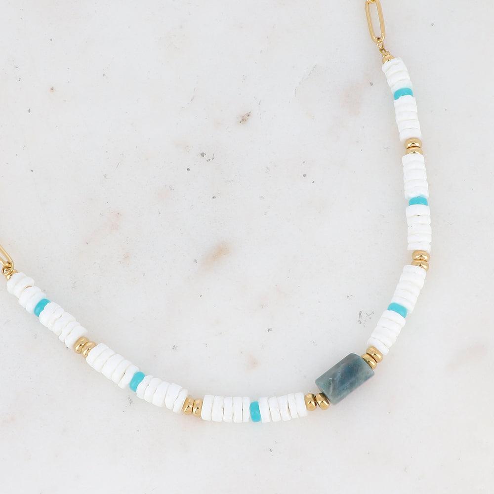 BOHM PARIS|Collier Aaliyah -apatite summer necklace with shell pearl