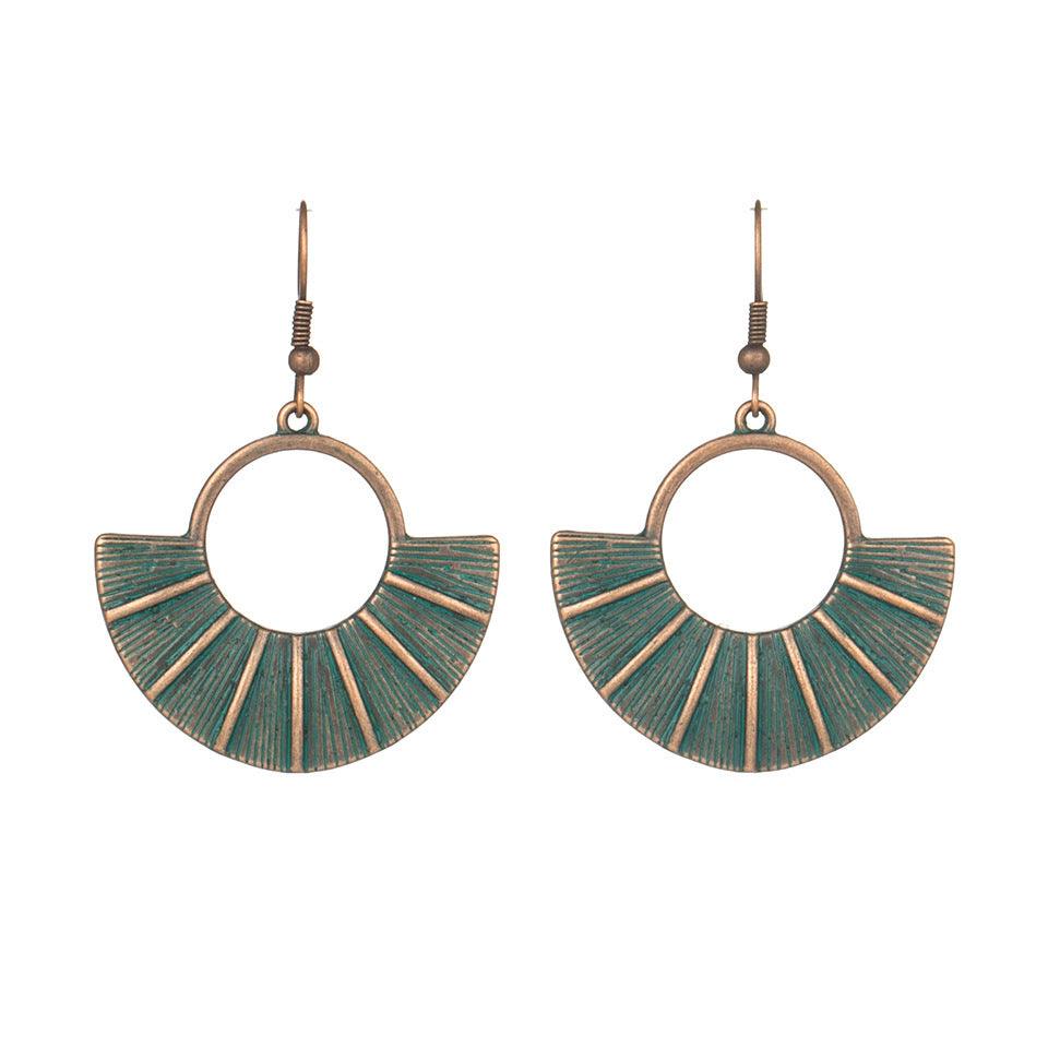 FRENCH RIVIERA|Freya - bohemian antique copper fan earrings
