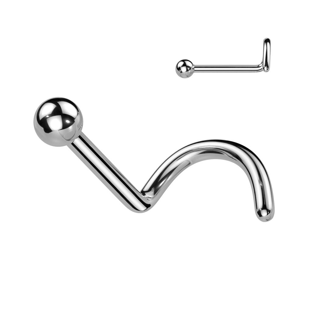 Nenänappi 0,8mm, Titanium Ball 2mm -titaaninen nenäkoru