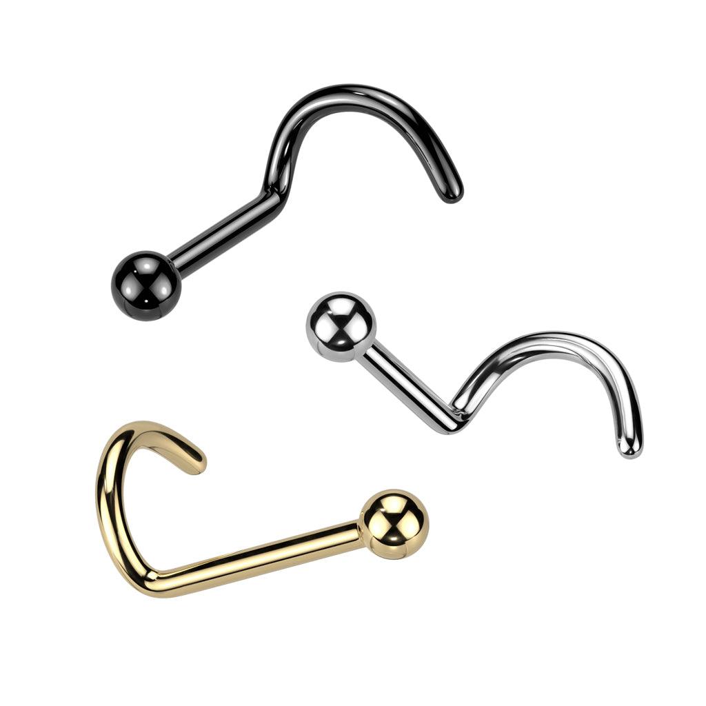 Nenänappi 0,8mm, Titanium Ball 2mm -titaaninen nenäkoru (kulta)