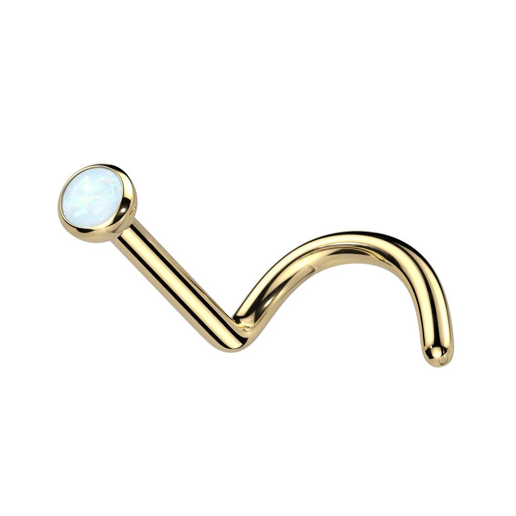 Nenänappi 0,8mm, Titanium 2,5mm Gold Opal -titaaninen nenäkoru (kulta)