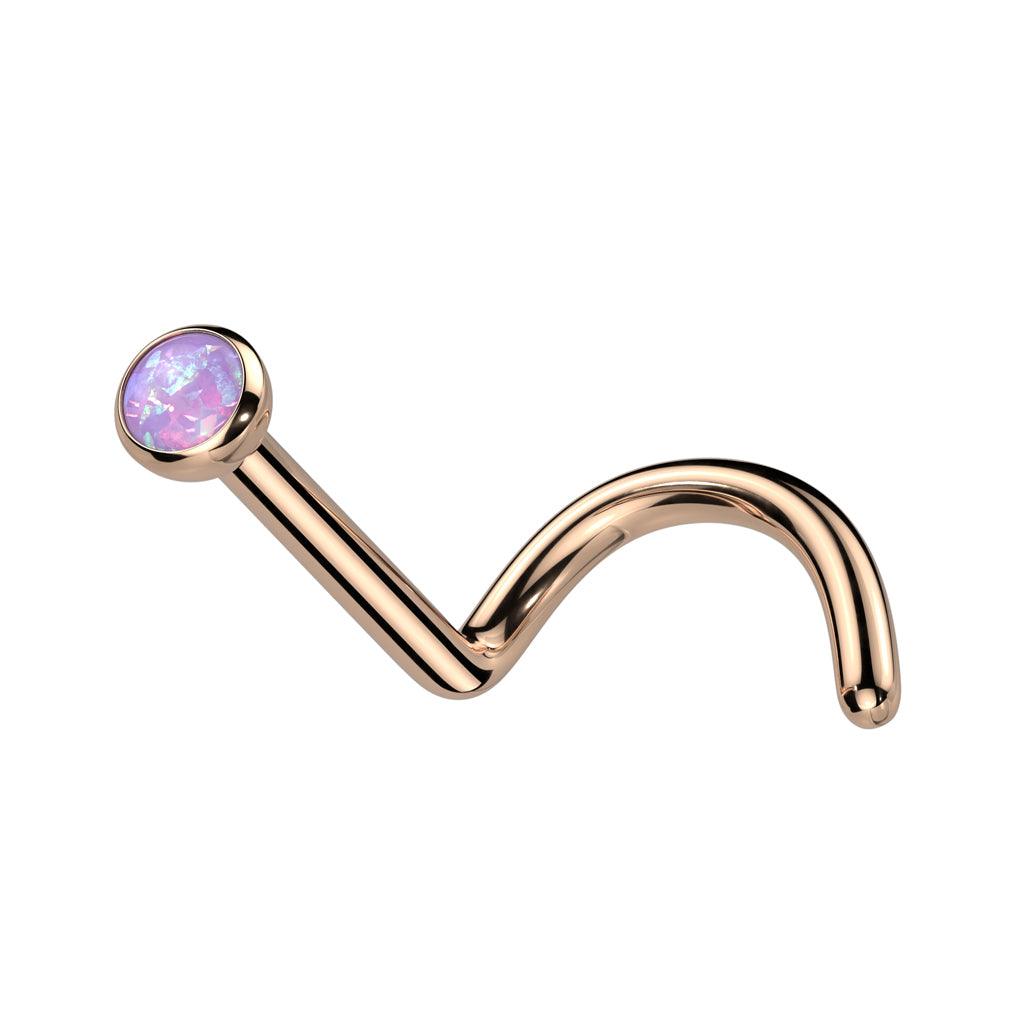Nenänappi 0,8mm, Titanium 2,5mm Rosegold Lilac -titaaninen nenäkoru