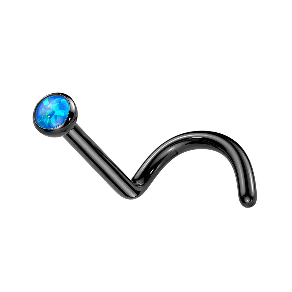 Nenänappi 0,8mm, Titanium 2,5mm Black Turqoise -titaaninen nenäkoru