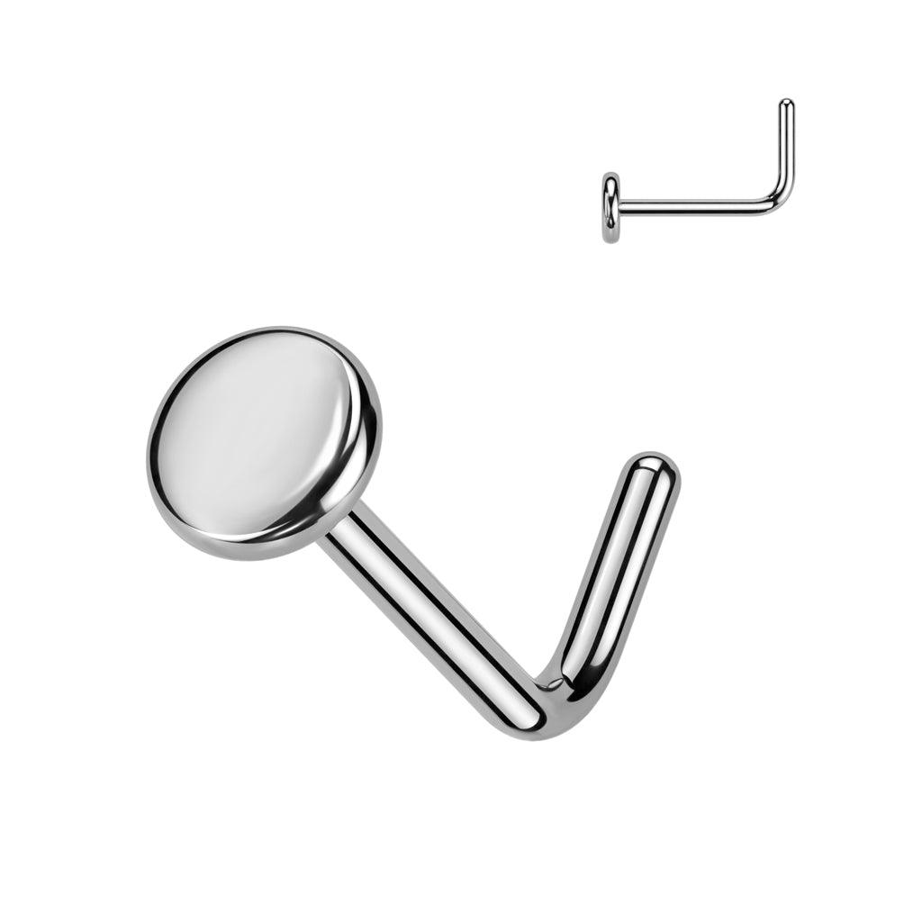 Nenänappi 0,8mm, Titanium Flat Stud -titaaninen nenäkoru