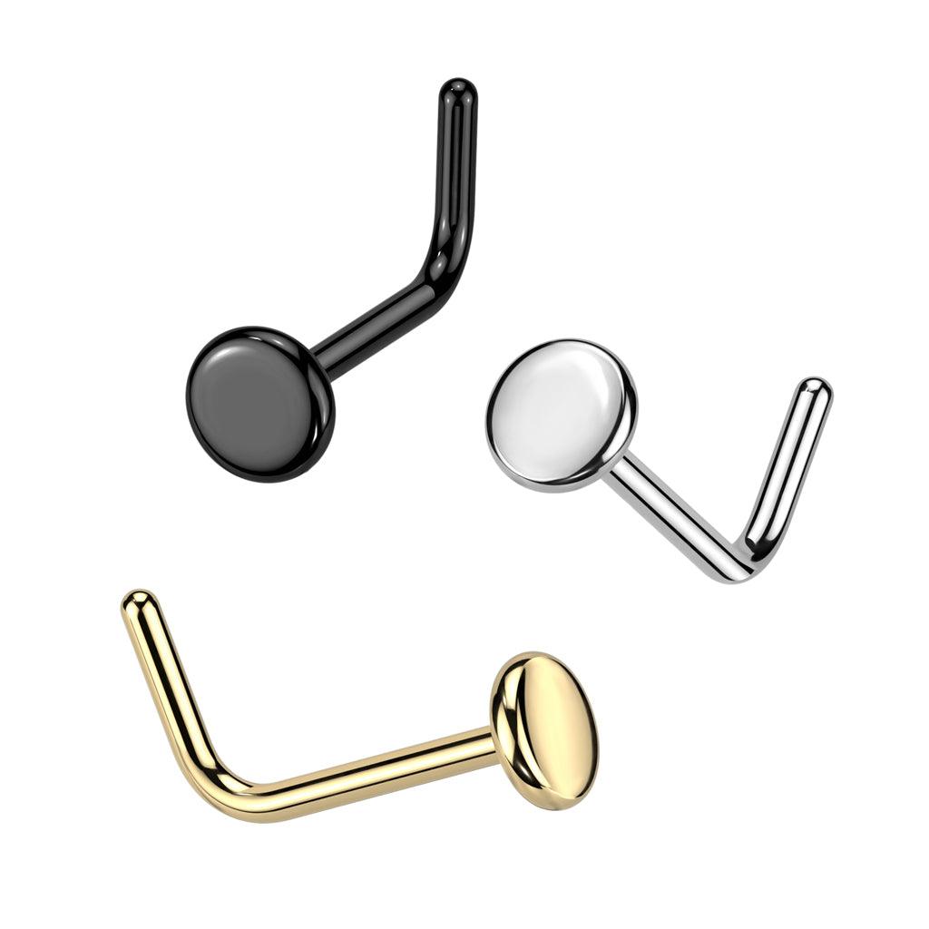 Nenänappi 0,8mm, Titanium Flat Stud -titaaninen nenäkoru