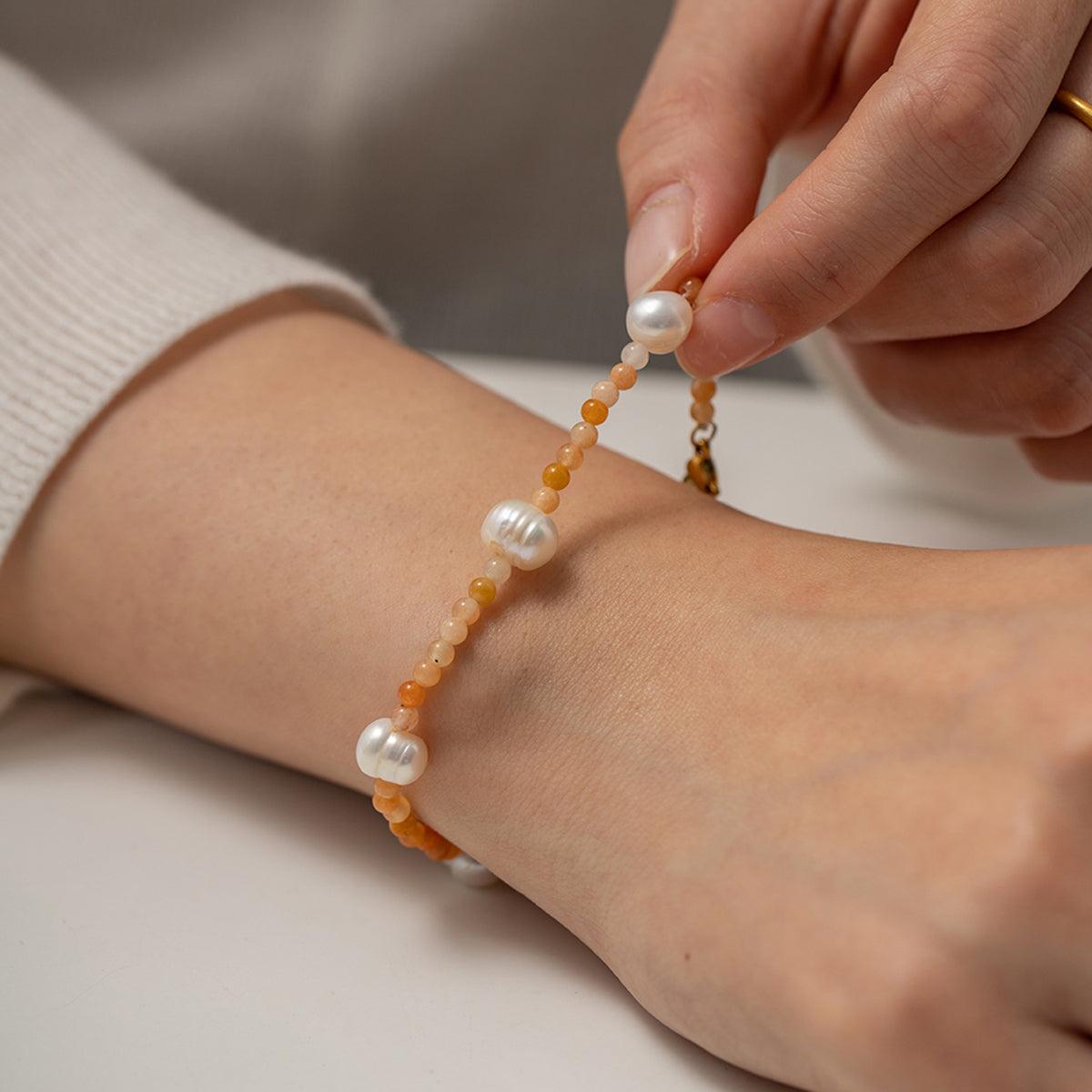FRENCH RIVIERA|Rory Bracelet -luonnonkivirannekoru kirurginterästä