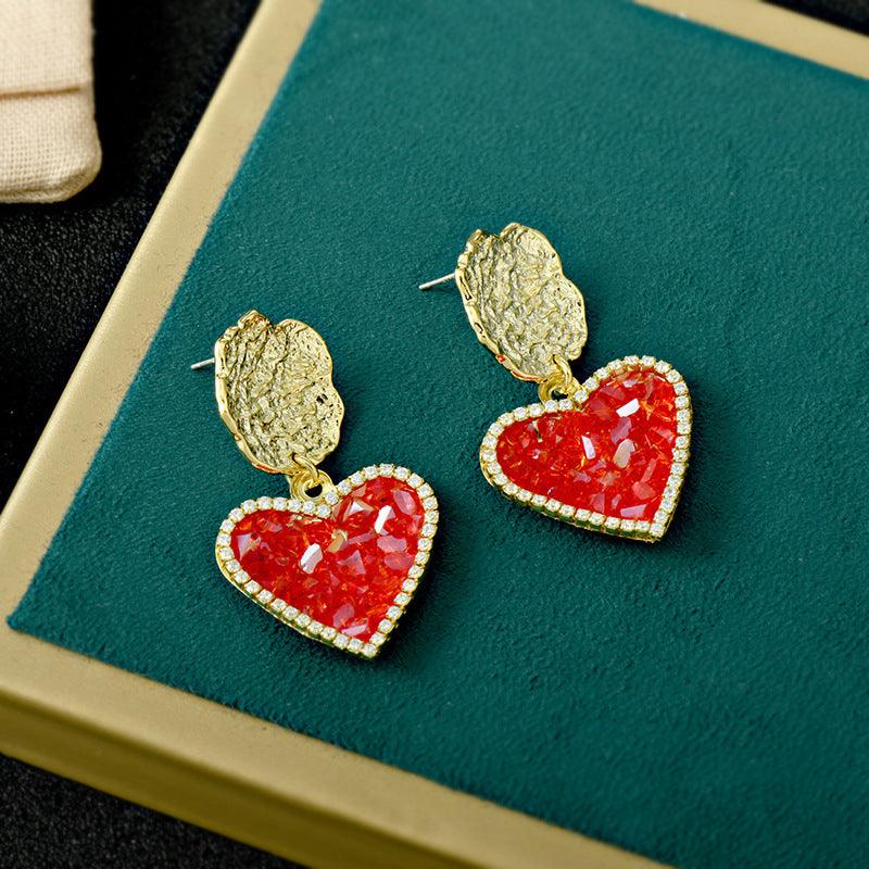 Earrings, FRENCH RIVIERA|Laure -red heart earrings