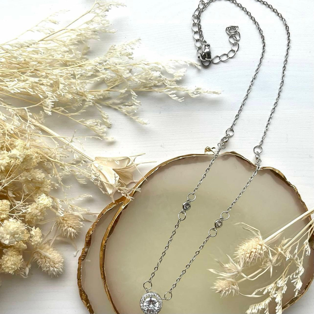 FRENCH RIVIERA|Rochelle Necklace -silver-colored sparkling necklace