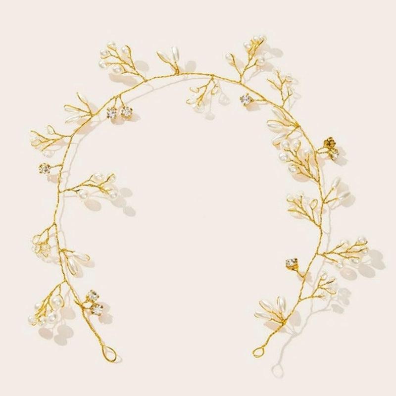 ROMANCE, Chantal -gold-colored vine-like hair ornament with pearls