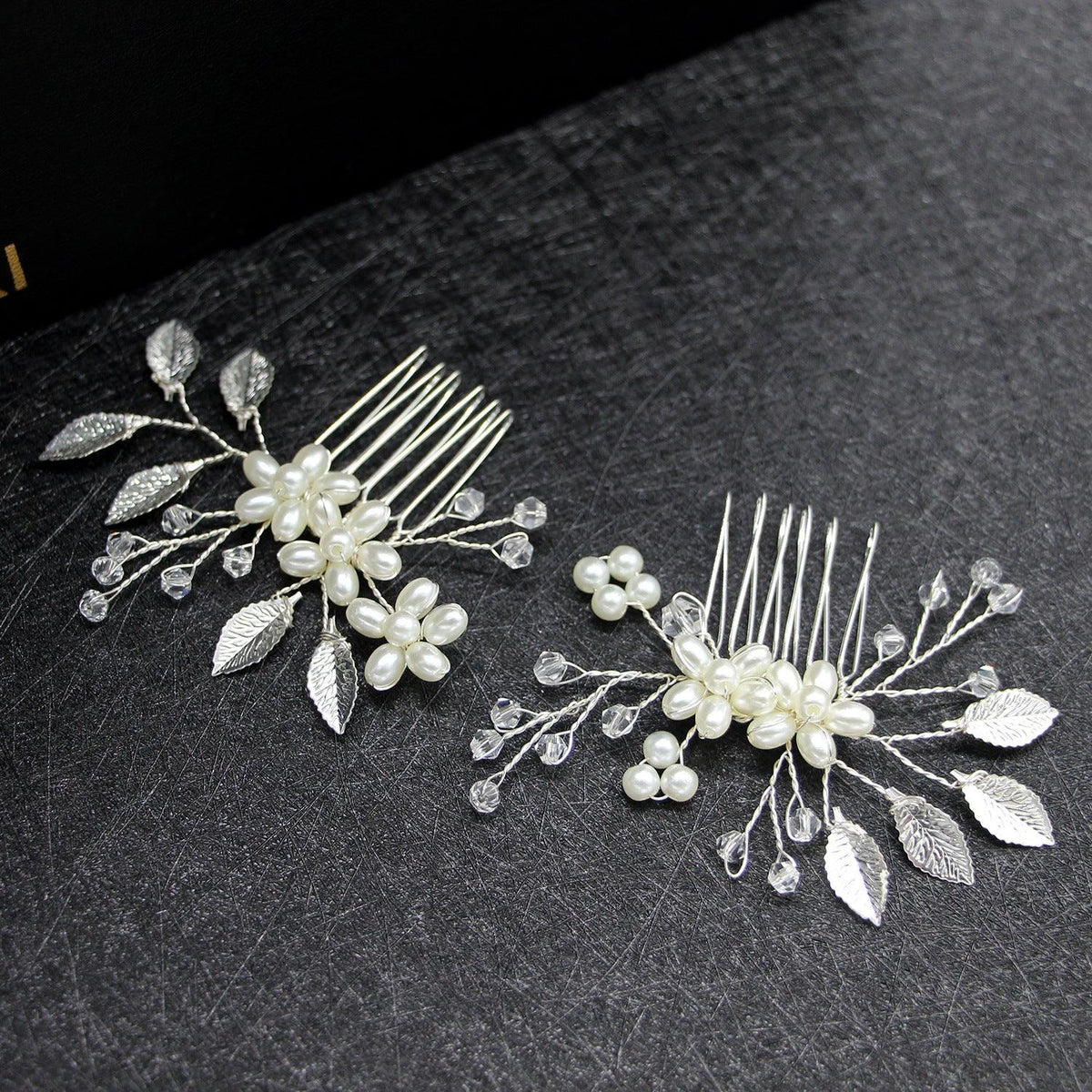 Hair jewelry set, ROMANCE|Milly pearl flower bun decoration kit (silver)