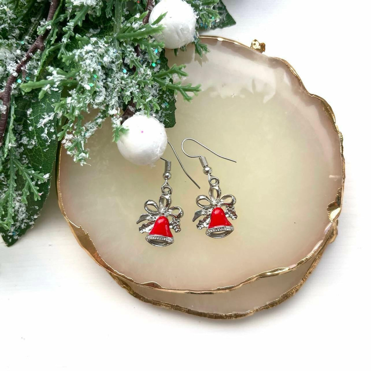 Christmas earrings, I'll be Home for Christmas -red Christmas bells