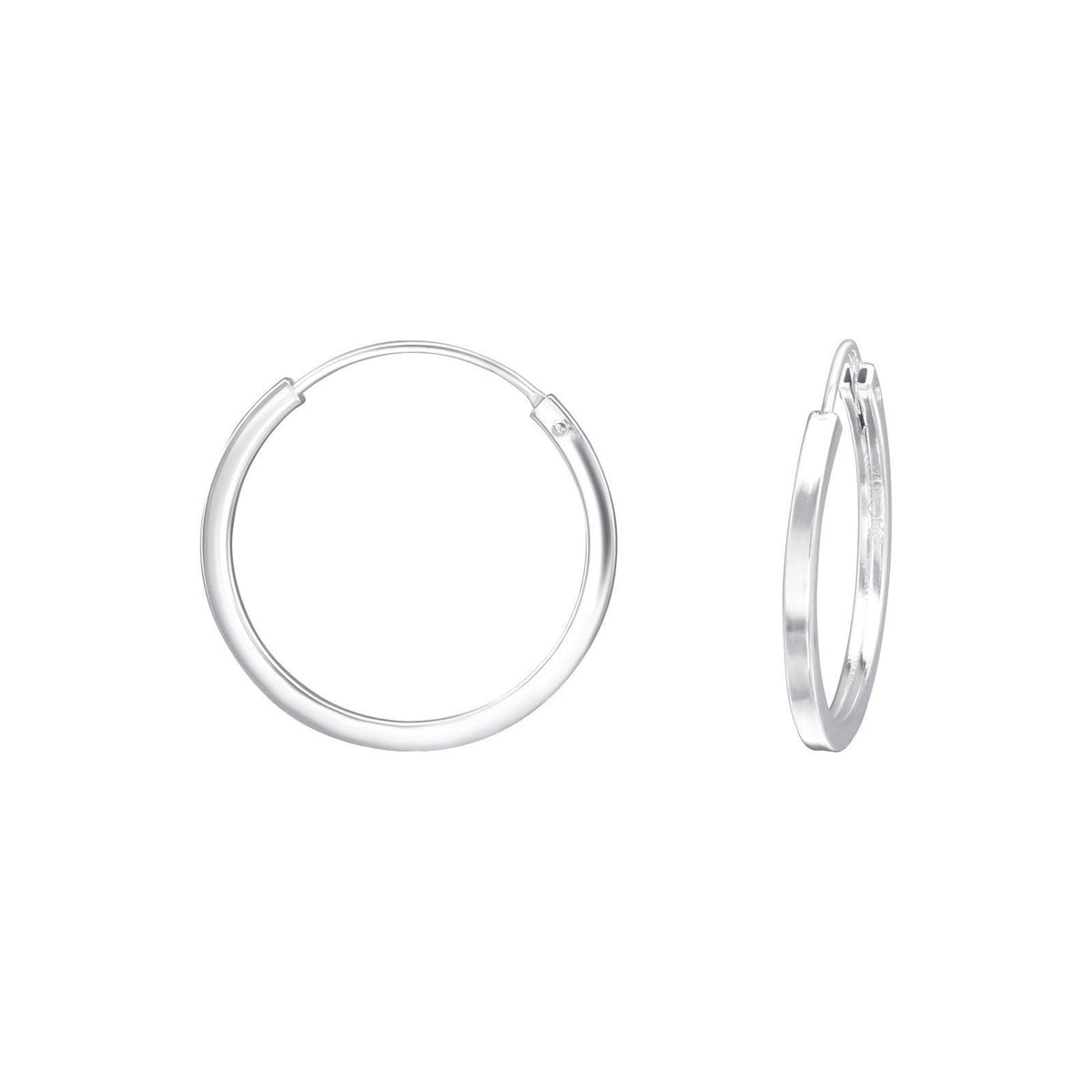 Hopearenkaat, Basic Flat 16mm Silver Hoops -sileät renkaat