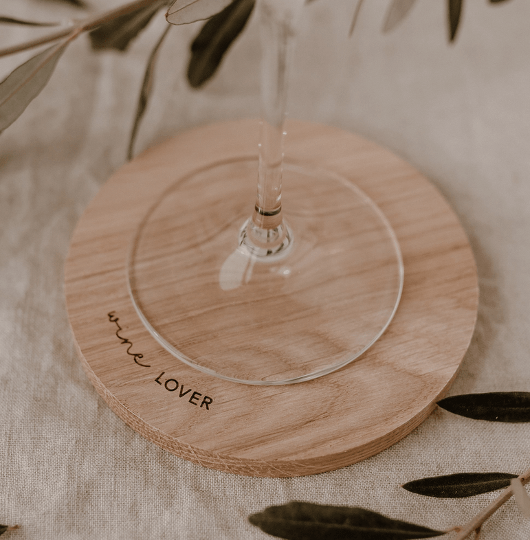 Wine Lover Coaster -puinen lasinalunen