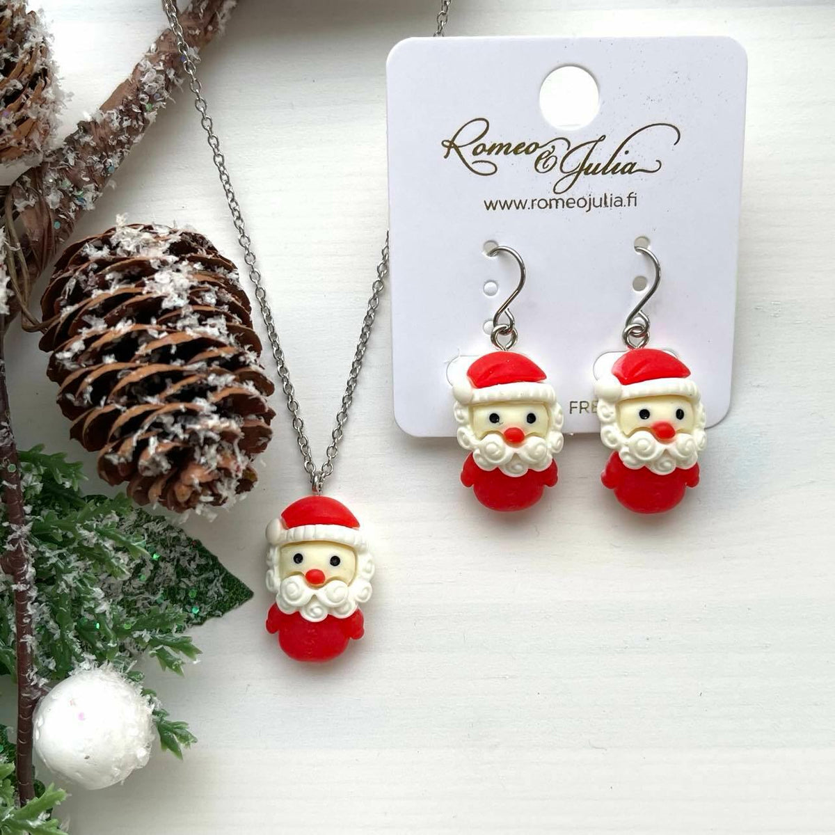 Christmas necklace, Little Santa - cute Santa Claus necklace