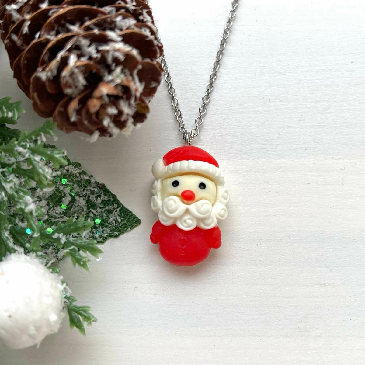 Christmas necklace, Little Santa - cute Santa Claus necklace