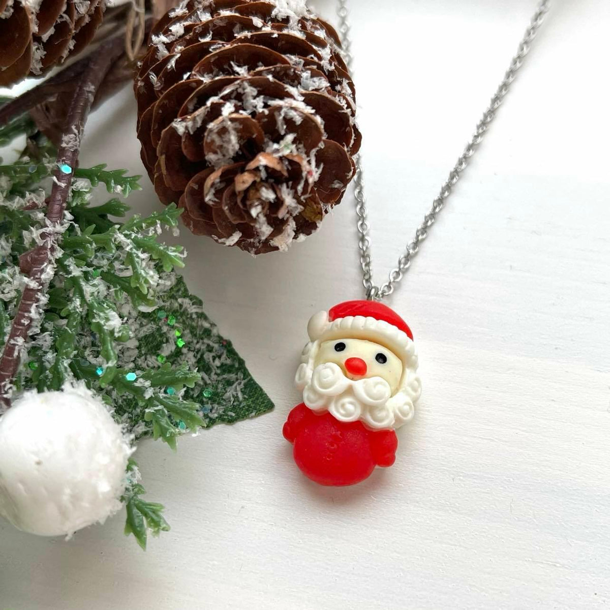 Christmas necklace, Little Santa - cute Santa Claus necklace