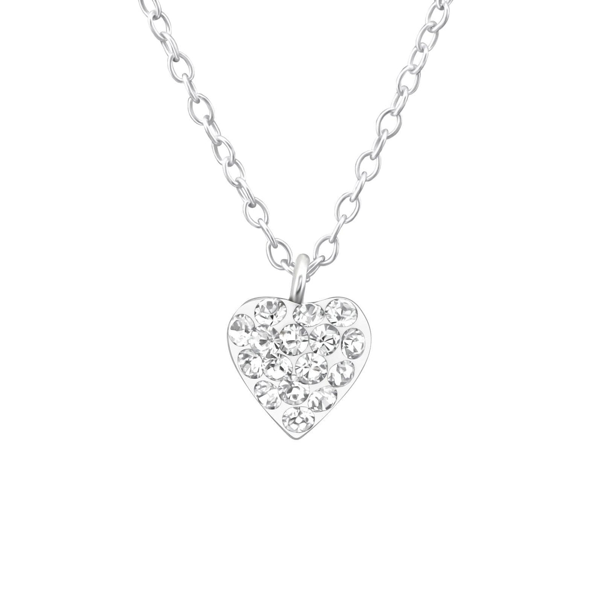 Children's silver necklace, Clear Heart necklace