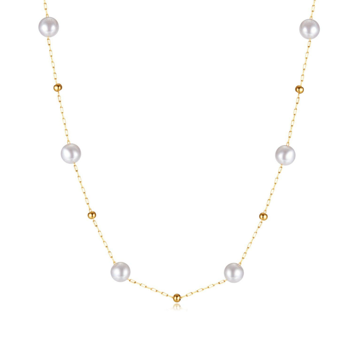 FRENCH RIVIERA|Lacey surgical steel necklace with pearl