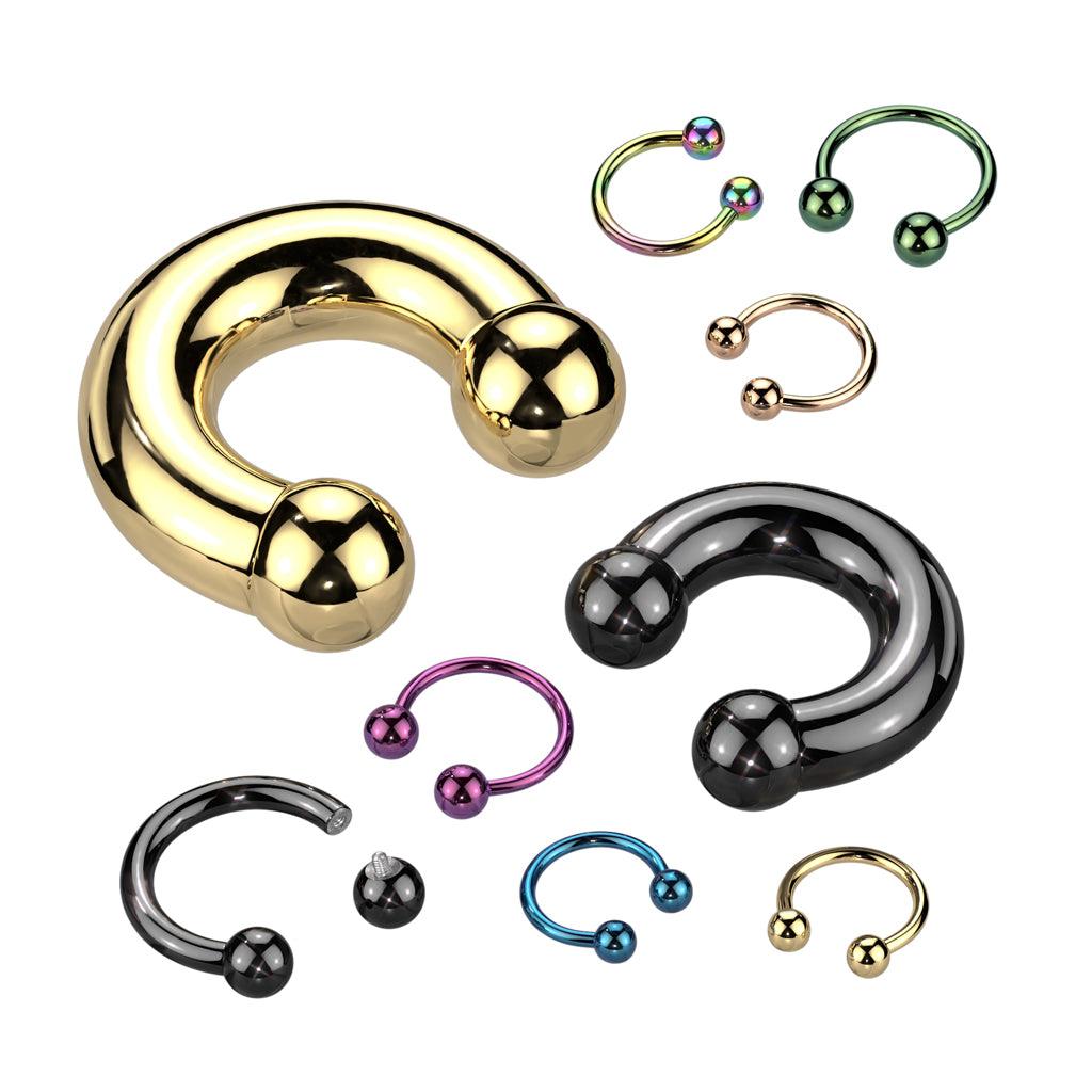 Hevosenkenkä 1,2mm, Internally Threaded Titanium Black -3mm pallot