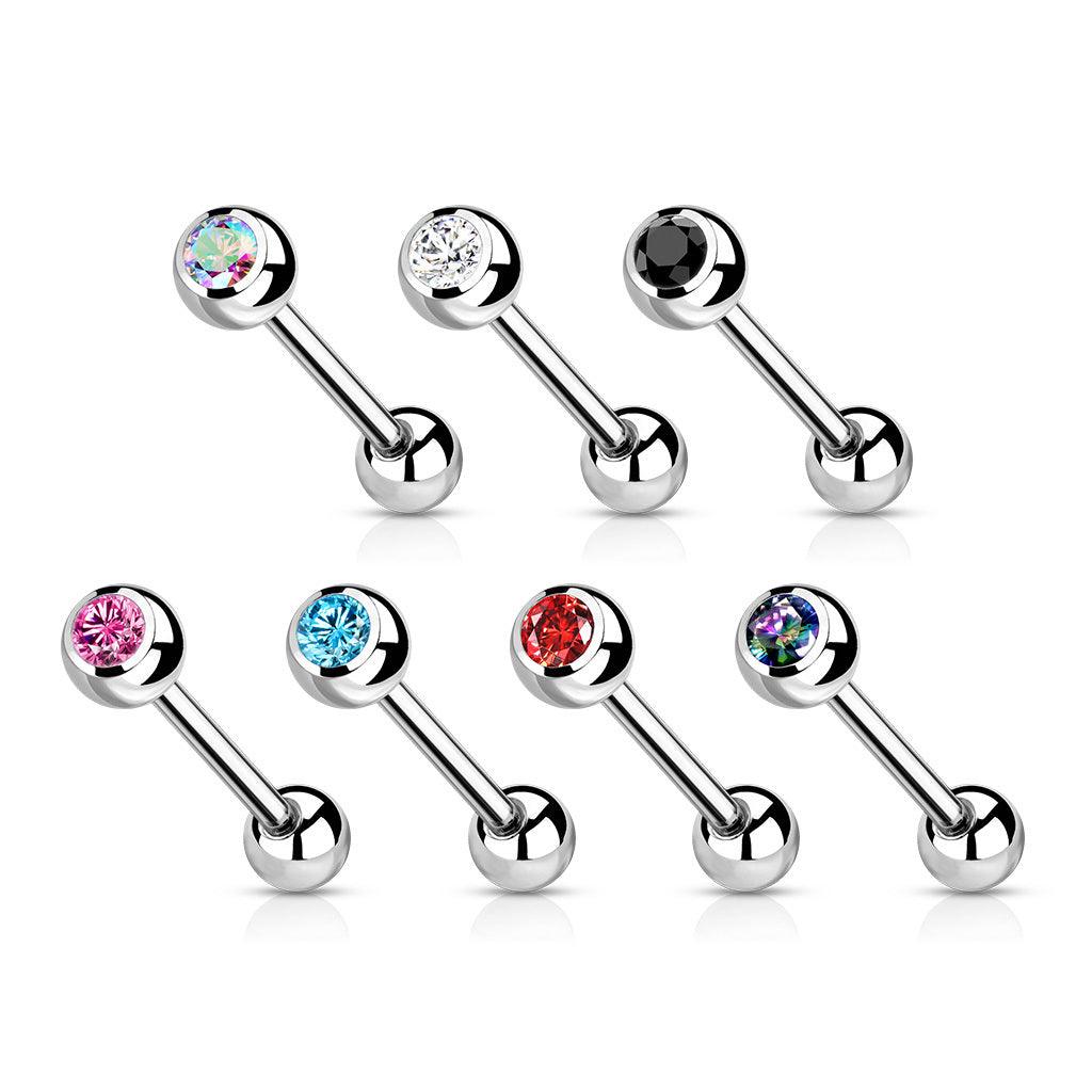 Barbell/kielikoru, Titanium Barbell With Turqoise CZ