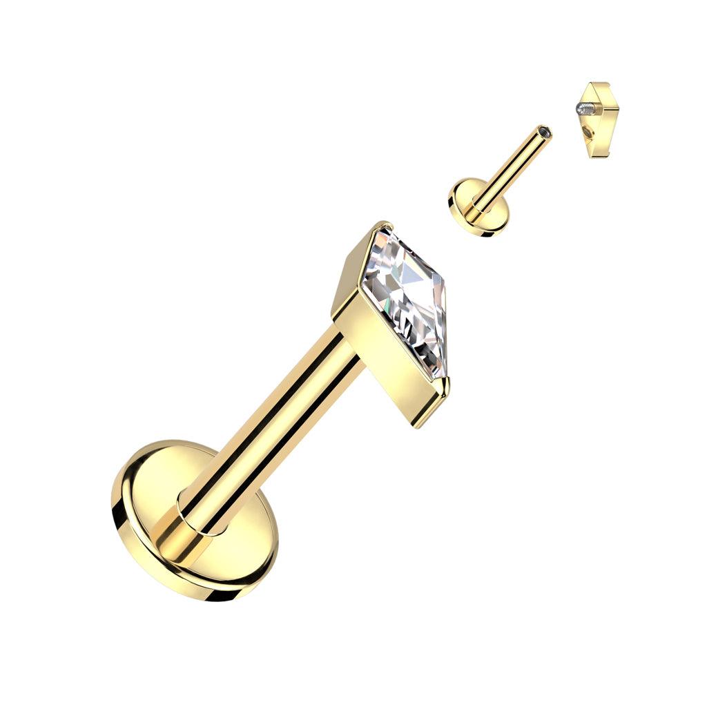 Titaani rustokoru/traguskoru, Small Diamond Top in Gold -kulta labret
