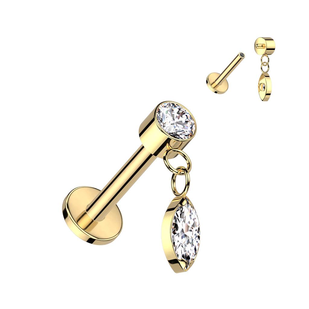 Titaani rustokoru/traguskoru, Dangly Marquise in Gold