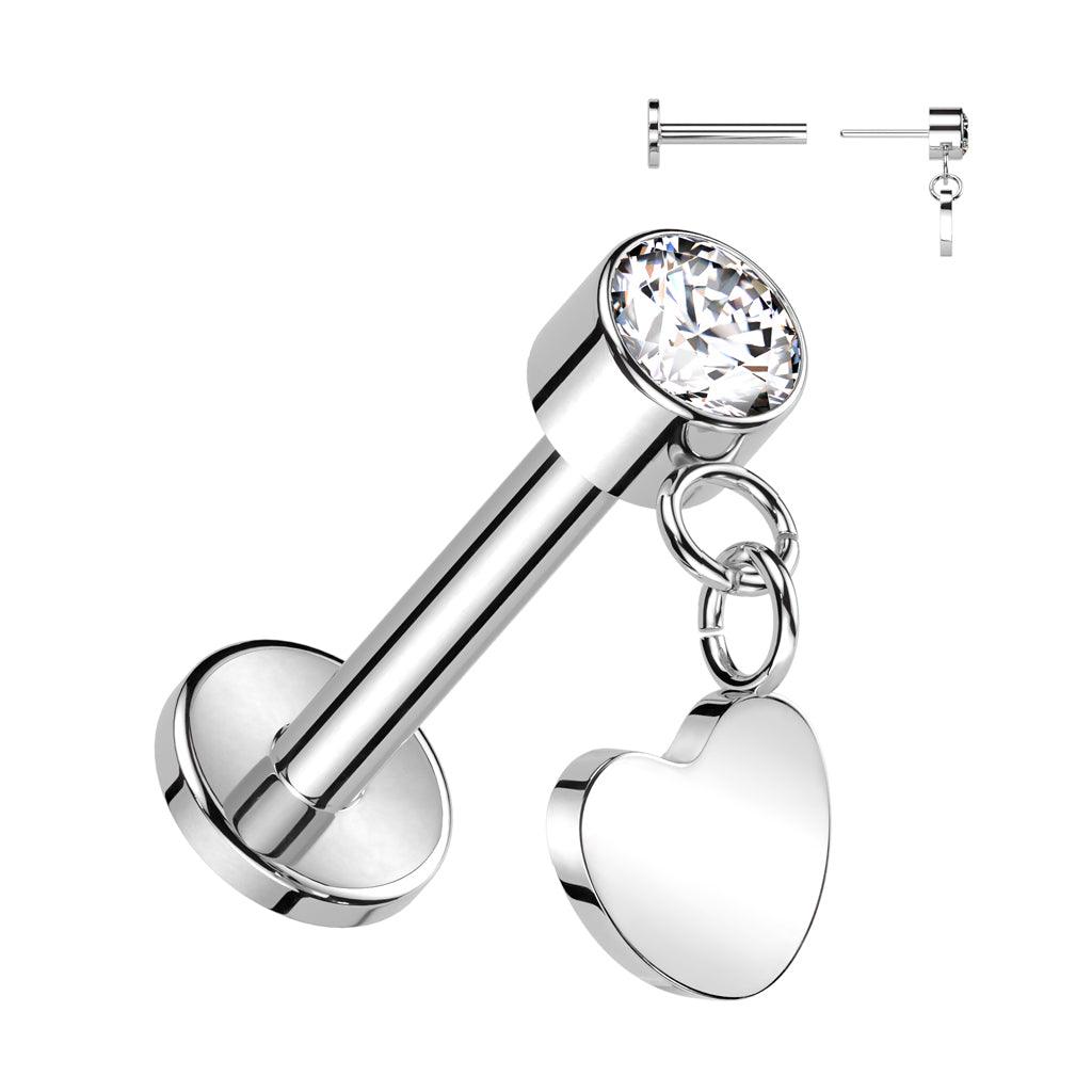 Titaani rustokoru/traguskoru, Push In Dangly Heart in Silver