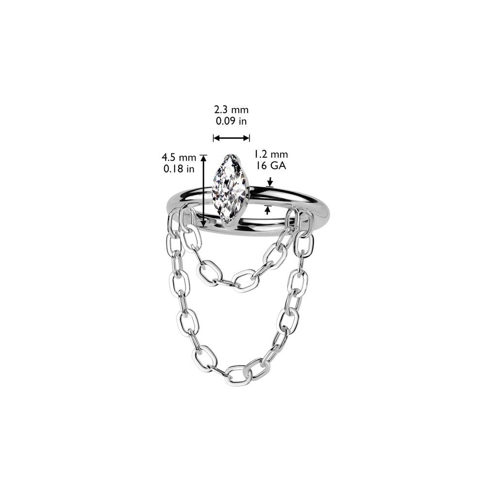 Piercing ring 1.2mm, Titanium Chain Dangle -titanium clicker