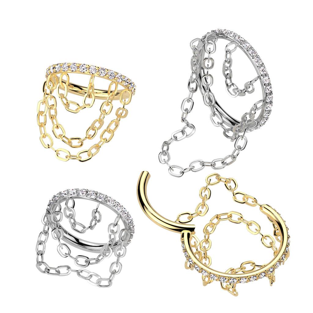 Lävistysrengas 1,2mm, Titanium Triple Chain -titaaninen clicker