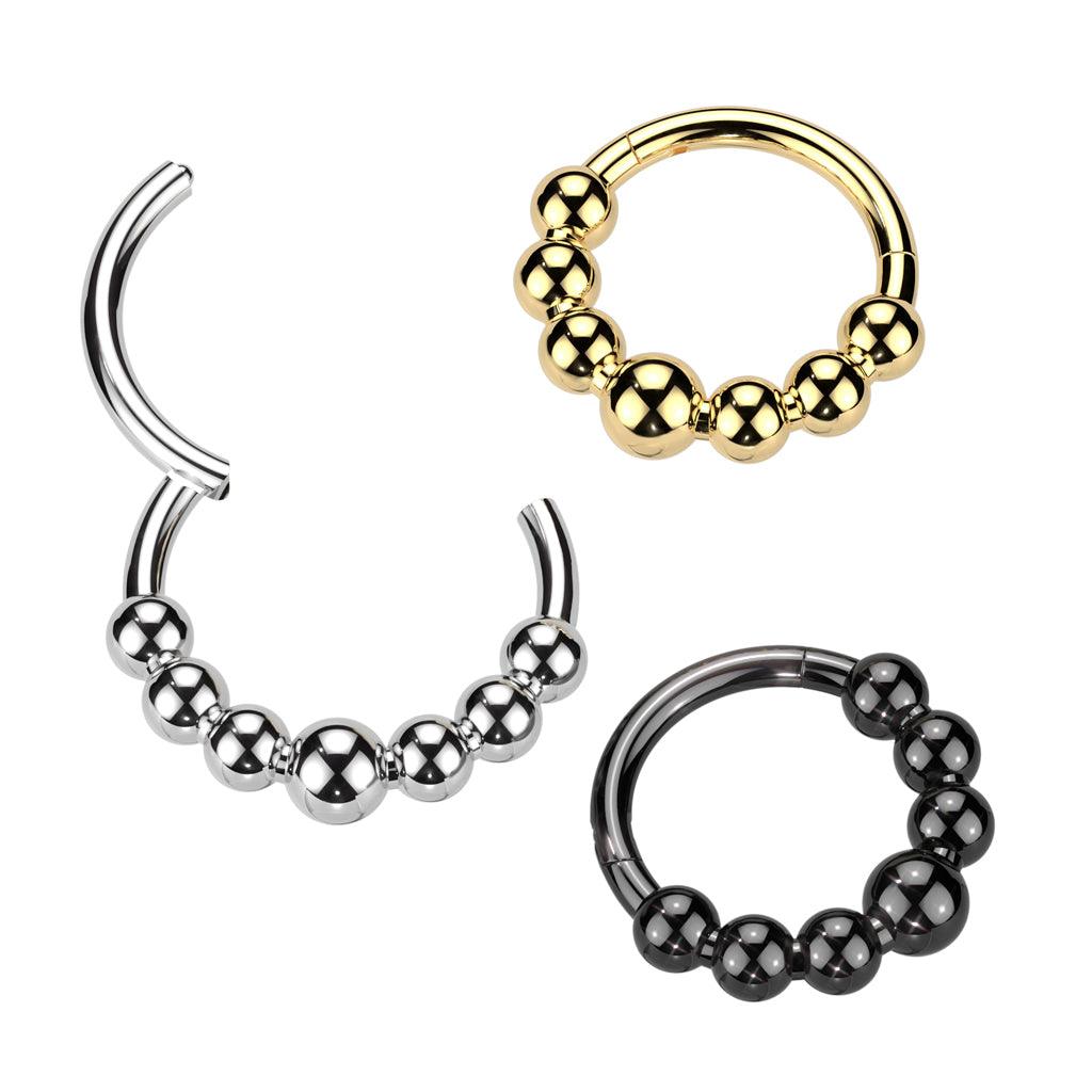 Lävistysrengas 1,2mm, Gold Titanium Beads Hoop -titaaninen clicker