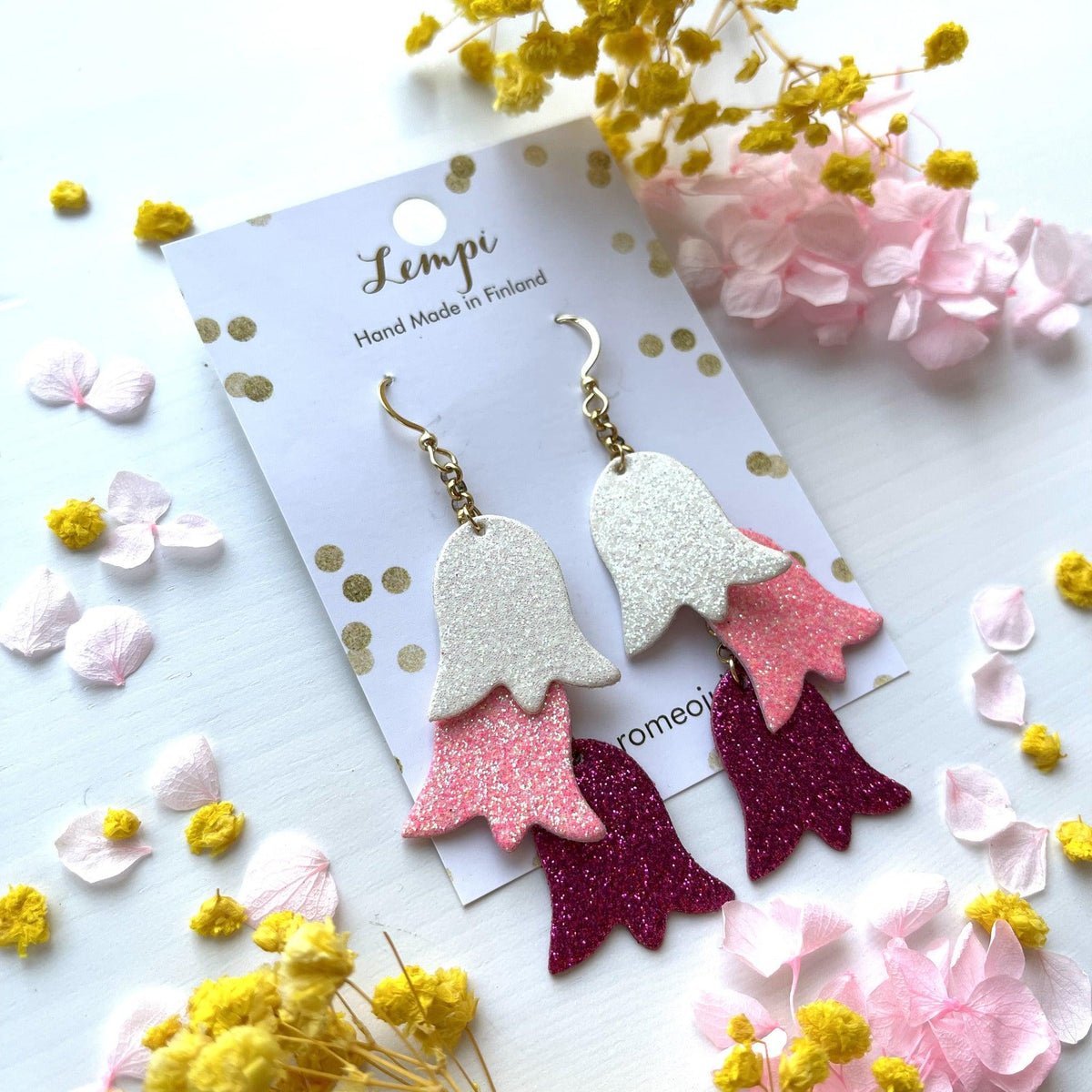 LEMPI® Earrings, Summer Meadow (white-pink-fuchsia)