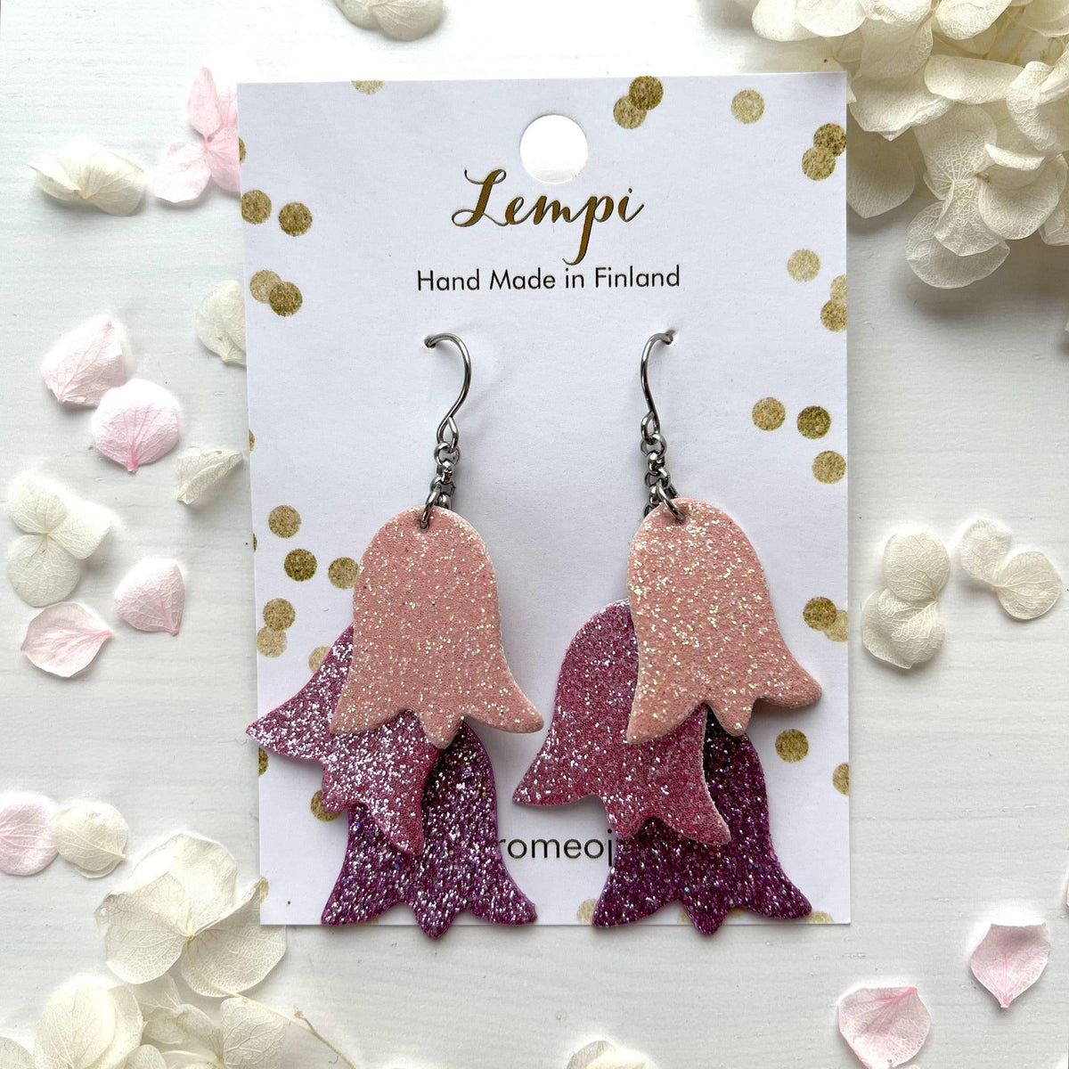 LEMPI® earrings, Summer Meadow (light pink-pink-lilac)