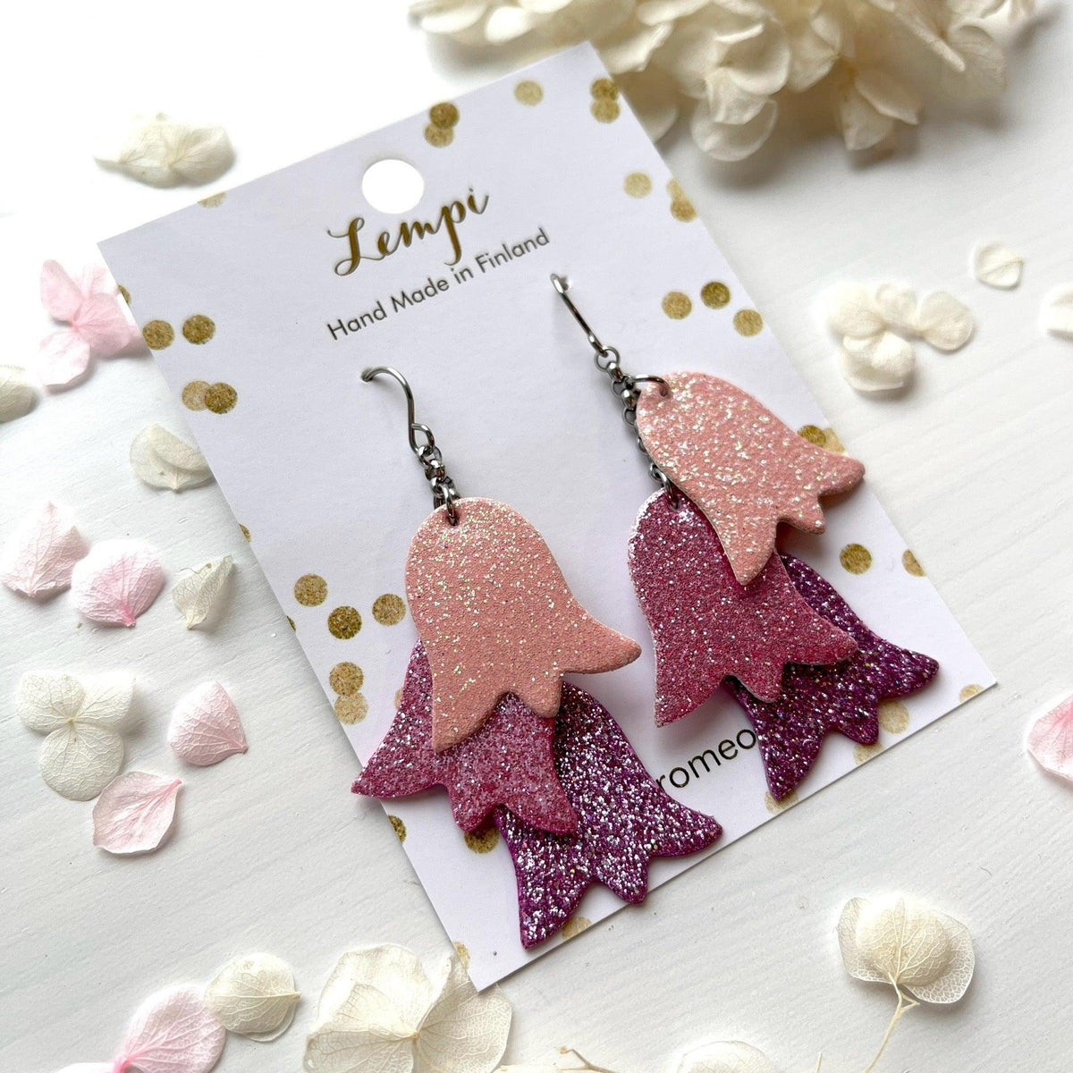 LEMPI® earrings, Summer Meadow (light pink-pink-lilac)
