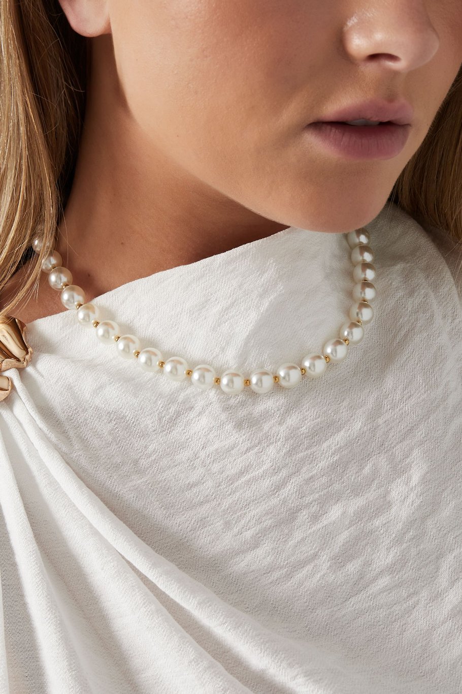 FRENCH RIVIERA | Élise Pearl – classic pearl necklace (gold) 