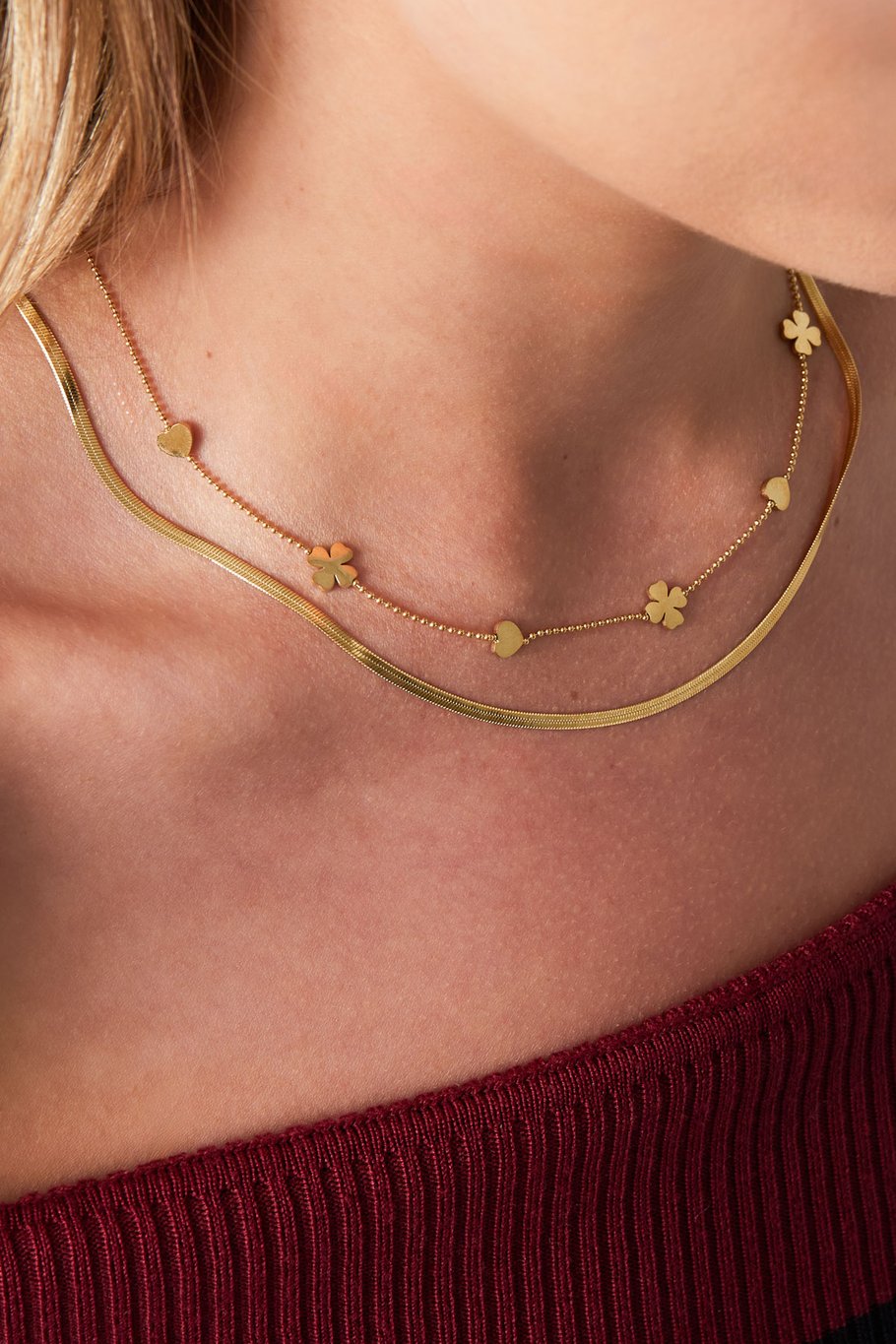 French Riviera | Love & Light - lucky clover surgical steel necklace (gold) 