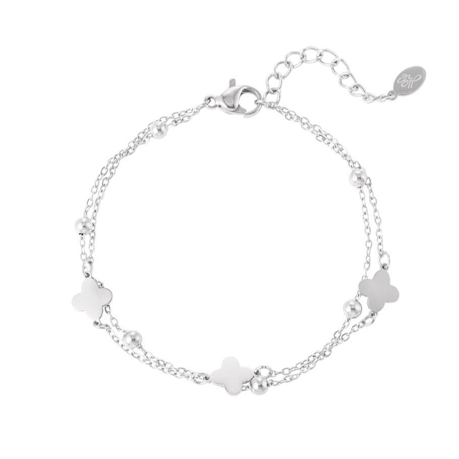 French Riviera | Clémence – lucky clover surgical steel bracelet (silver) 