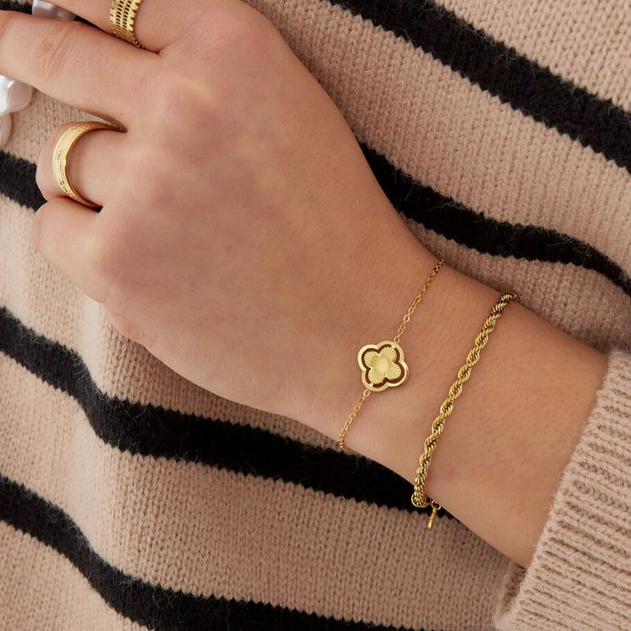 French Riviera | Marcelline lucky clover surgical steel bracelet (gold)