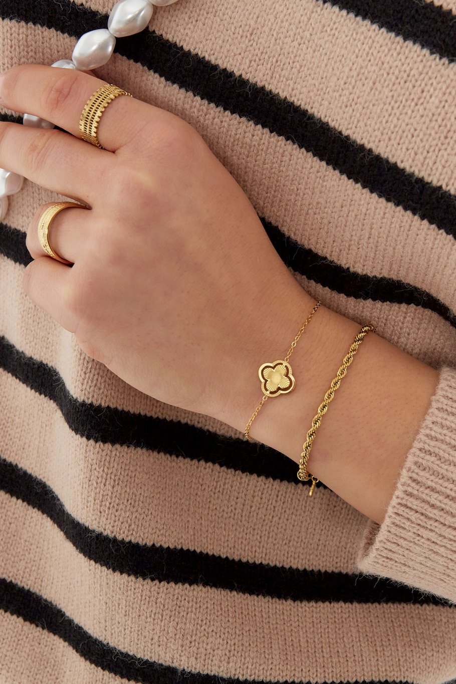 French Riviera | Marcelline lucky clover surgical steel bracelet (gold)