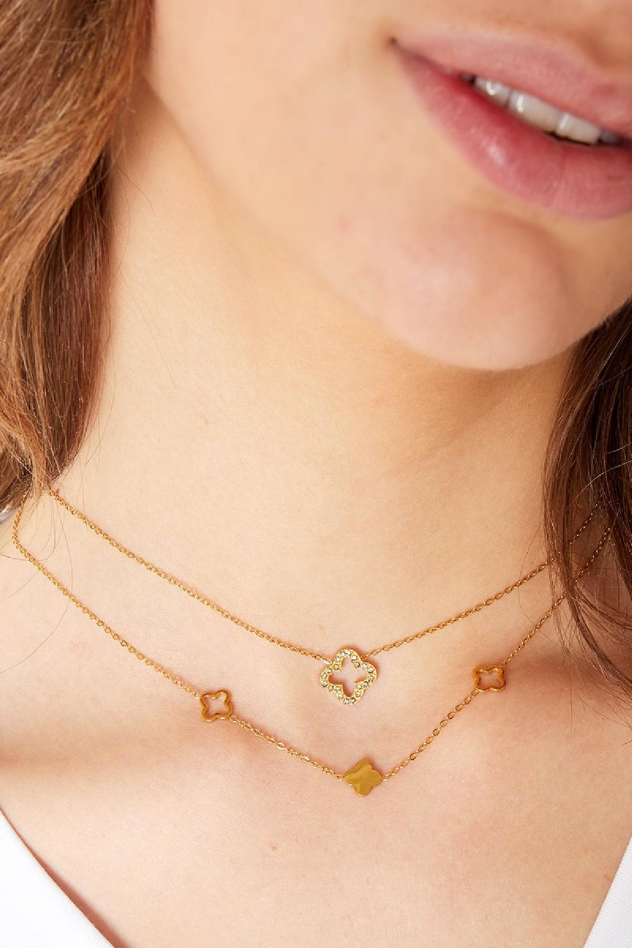 French Riviera | Fortune clover surgical steel necklace (gold) 